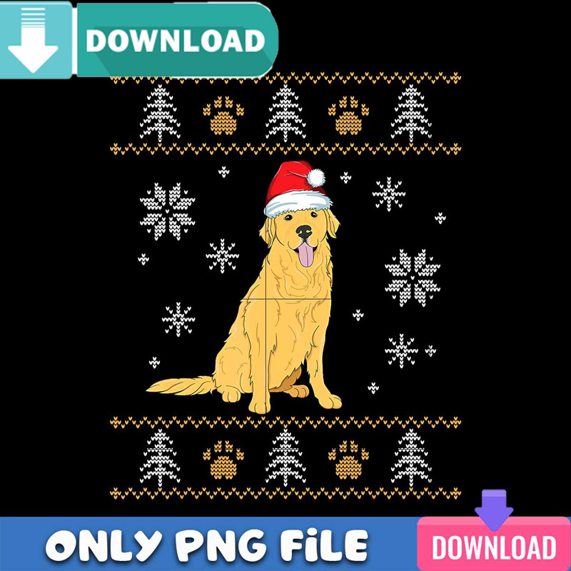 Christmas Golden Retriever Santa PNG Perfect Files Design.jpg
