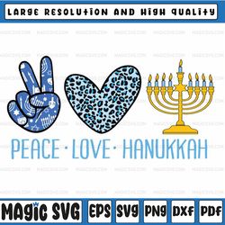 Peace Love Hanukkah Leopard Hanukkah Menorah Jewish Png,Merry Christmas Hanukkah Menorah Jewish Png Digital Download