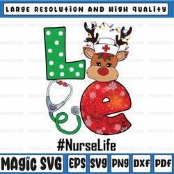 Funny Christmas Nurse Stethoscope Christmas Reindeer Nurse Png, Love Christmas Nurse Png, Gift For Nurse, Digital Downlo