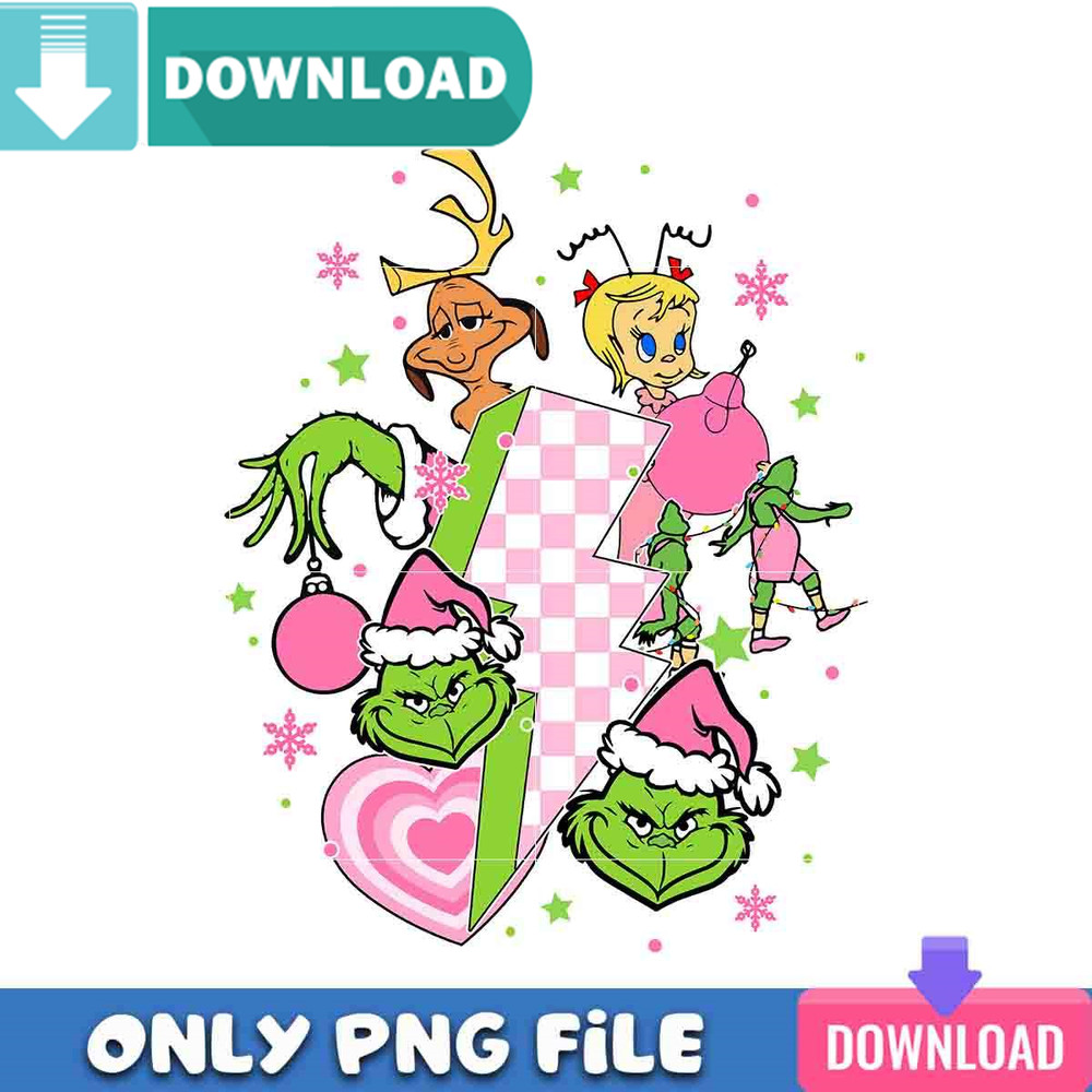 Pink Grichmas And Friends PNG Perfect Sublimation Design Download.jpg