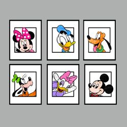 Donald Duck, Mickey Mouse Minnie Mouse Disney Set Art Print Digital Files nursery room watercolor