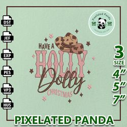 christmas embroidery design, have a holly dolly christmas designs, retro christmas embroidery, instant download