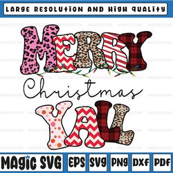 merry christmas y'all leopard buffalo plaid png, christmas sublimation, sublimation design, current mood png,