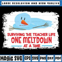 Surviving The Teacher Life Meltdown Snowman Holiday Bleach Christmas PNG, Heat Press, Digital Download,Sublimation Downl