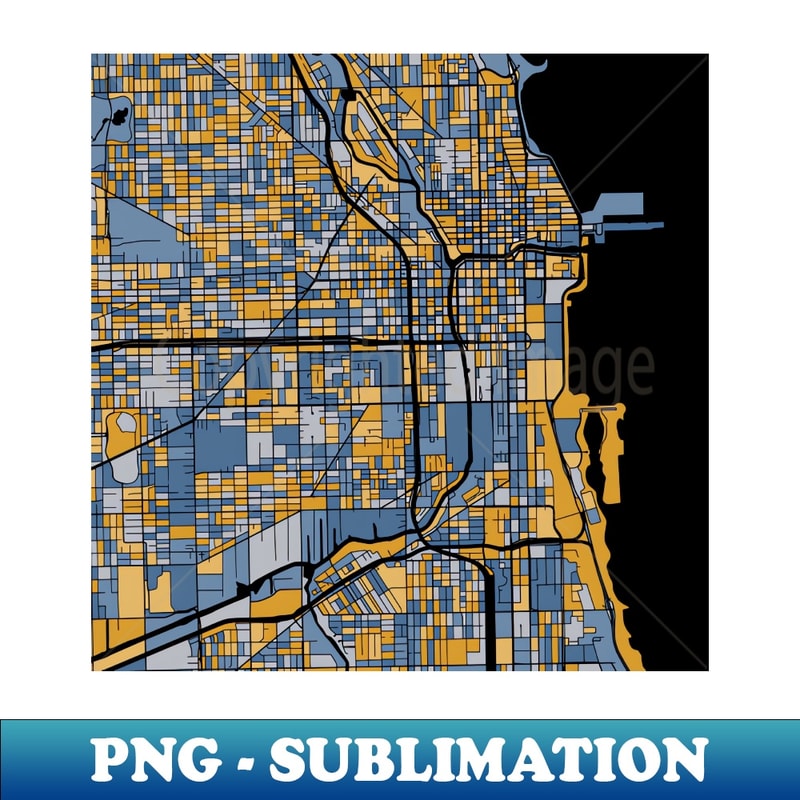 Chicago Spatial Pattern Chicago Map Pattern in Blue Gold - Modern Sublimation PNG F | Inspire ...