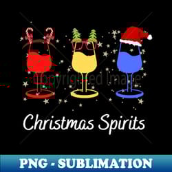 funny christmas spirits glasses of wine - unique sublimation png download - revolutionize your designs