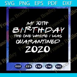 my 30th birthday the one where i was quarantined 2020 svg, 30th birthday svg, 30th birthday anniversary svg, 30th birthd