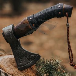 custom hand forged carbon steel handle viking bearded hatchet tomahawk axe