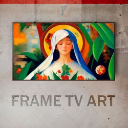 Samsung Frame TV Art Digital Download, Frame TV Art Prayer Imagery, Frame TV Avant-Garde Byzantine Iconography, bright