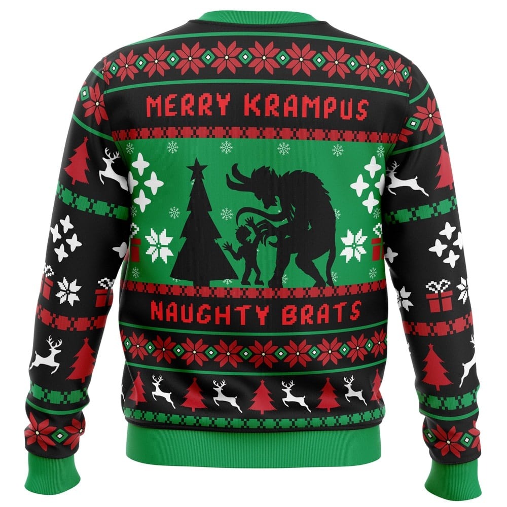 Naughty Brats Krampus All Over Print Ugly Hoodie Zip 3D Hoodie 3D Ugly Christmas Sweater 3D Fleece Hoodie
