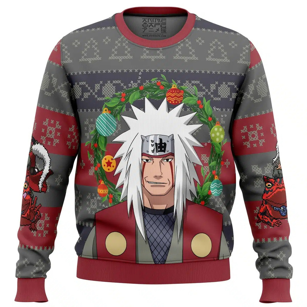 Jiraiya Naruto All Over Print Ugly Hoodie Zip 3D Hoodie 3D Ugly Christmas Sweater 3D Fleece Hoodie