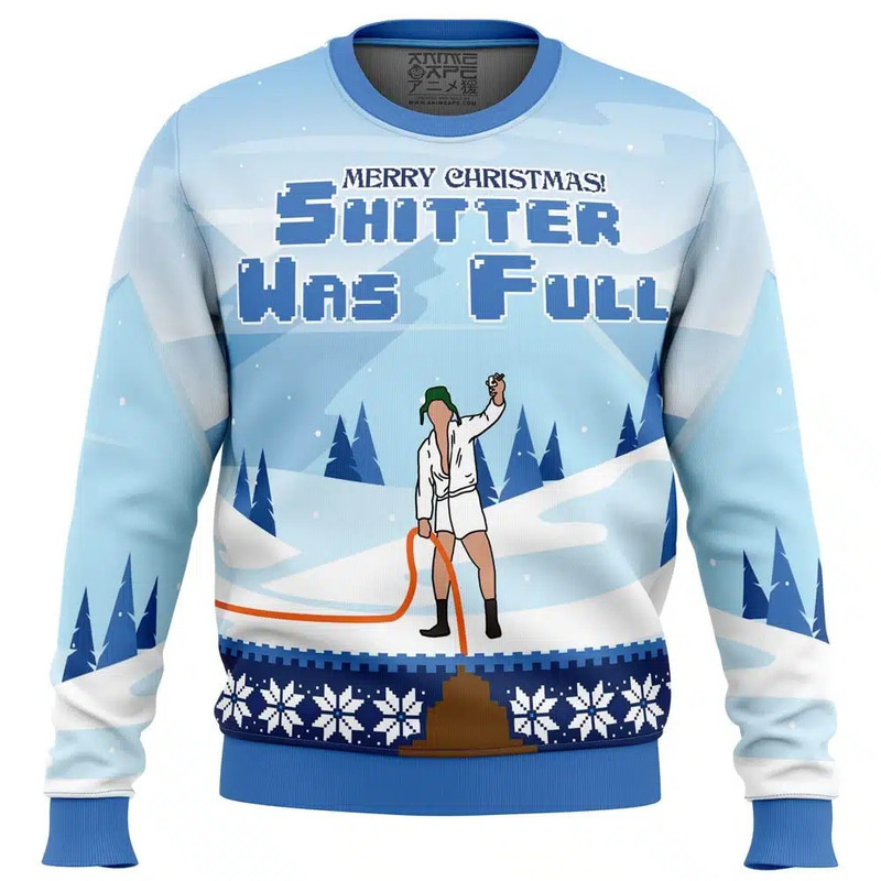 Shitter was Full National Lampoon's Christmas Vacation Ugly Hoodie Zip Hoodie 3D Ugly Christmas Sweater 3D Fleece Hoodie