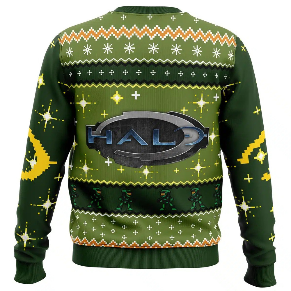 Happy Halo-Days Halo All Over Print Ugly Hoodie Zip 3D Hoodie 3D Ugly Christmas Sweater 3D Fleece Hoodie