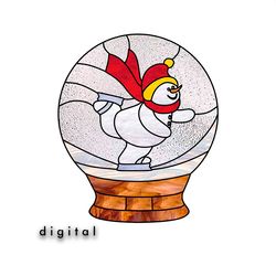 Christmas Stained Glass Snowman Snow Globe Pattern Printable PDF SVG Stained Glass Decor