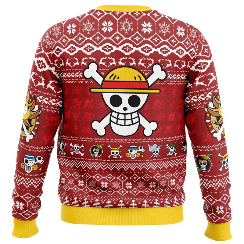 Merry Mugiwara Pirates One Piece All Over Print Ugly Hoodie Zip 3D Hoodie 3D Ugly Christmas Sweater 3D Fleece Hoodie