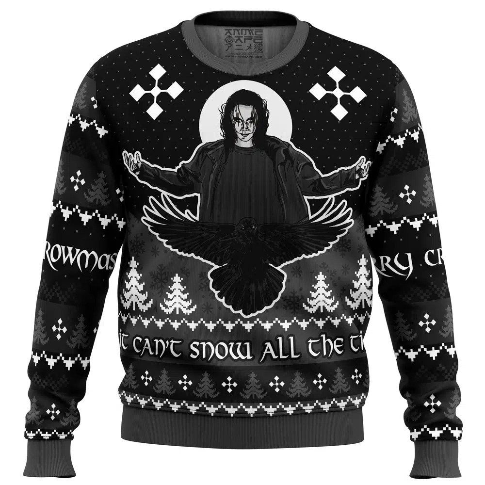 Merry Crowmas The Crow All Over Print Ugly Hoodie Zip 3D Hoodie 3D Ugly Christmas Sweater 3D Fleece Hoodie