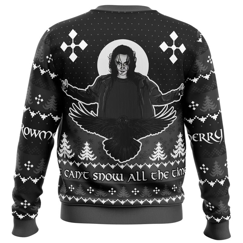Merry Crowmas The Crow All Over Print Ugly Hoodie Zip 3D Hoodie 3D Ugly Christmas Sweater 3D Fleece Hoodie