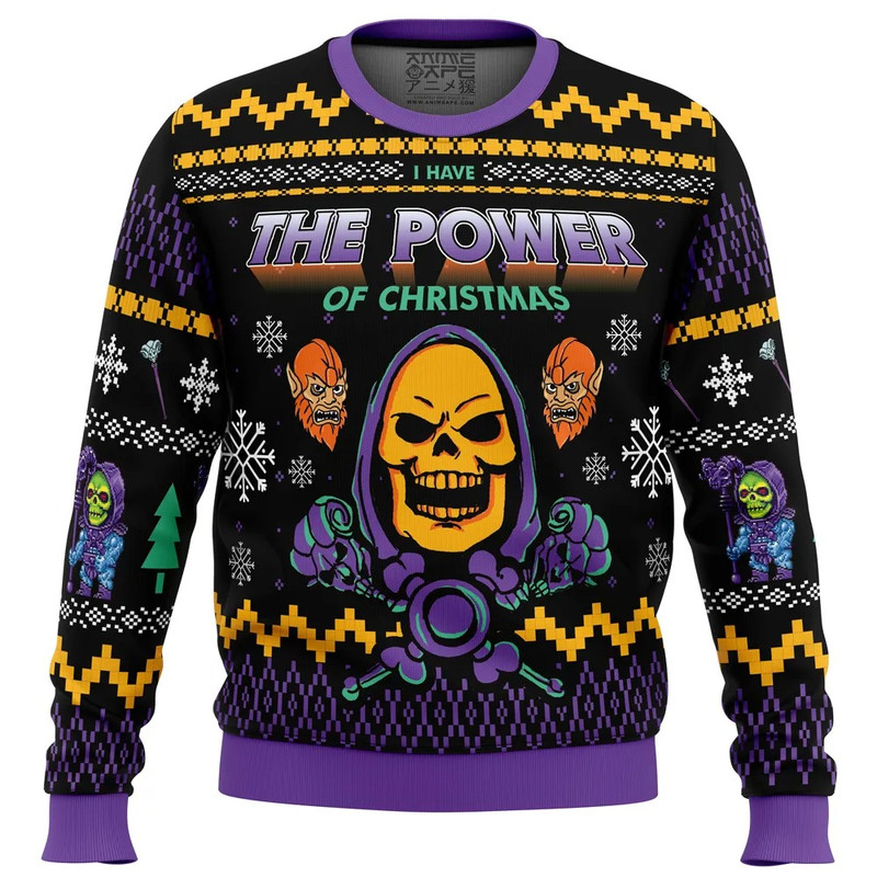 The Evil Power of Christmas He-Man All Over Print Ugly Hoodie Zip 3D Hoodie 3D Ugly Christmas Sweater 3D Fleece Hoodie