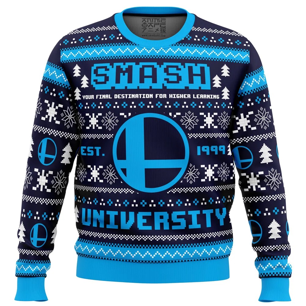 Smash University Super Smash Bros All Over Print Ugly Hoodie Zip 3D Hoodie 3D Ugly Christmas Sweater 3D Fleece Hoodie