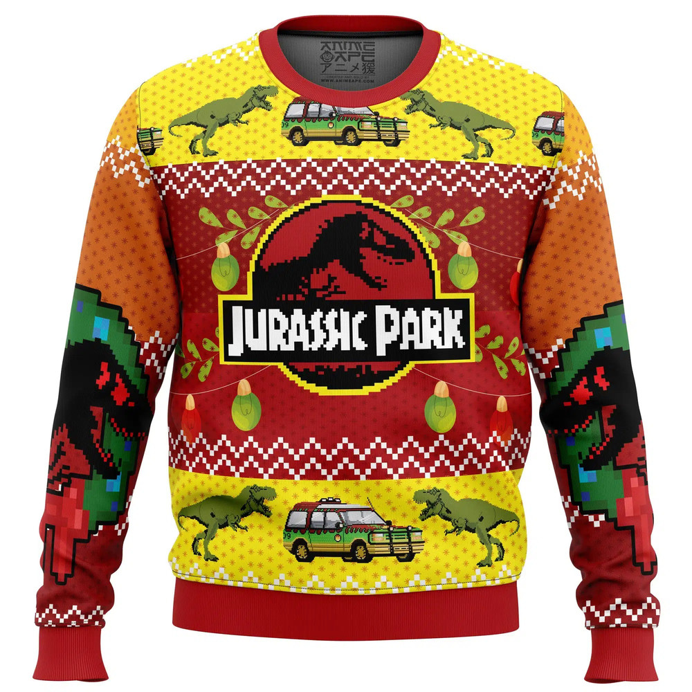 Jurassic Park All Over Print Ugly Hoodie Zip 3D Hoodie 3D Ugly Christmas Sweater 3D Fleece Hoodie