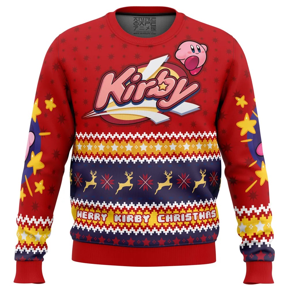 Merry Kirby Christmas Kirby All Over Print Ugly Hoodie Zip 3D Hoodie 3D Ugly Christmas Sweater 3D Fleece Hoodie