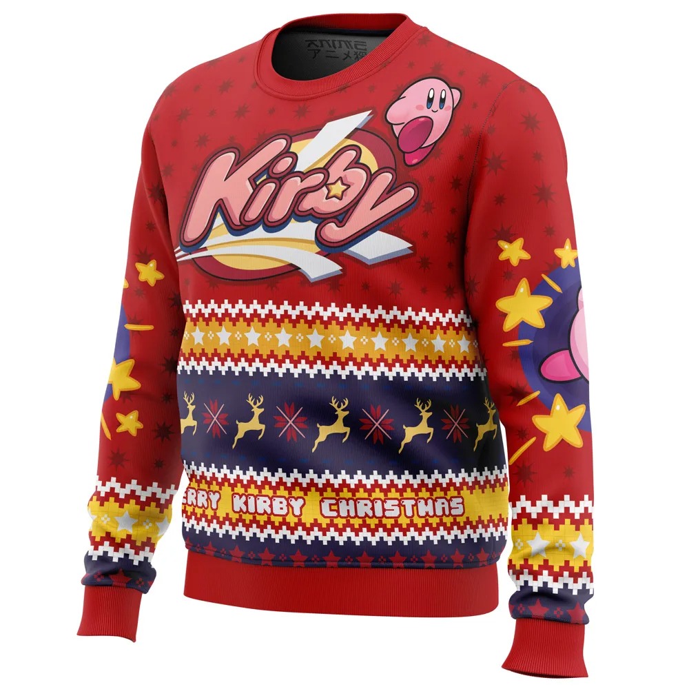 Merry Kirby Christmas Kirby All Over Print Ugly Hoodie Zip 3D Hoodie 3D Ugly Christmas Sweater 3D Fleece Hoodie