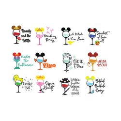 disney princess wine glass svg bundle, trending svg, disney glasses svg, princess glass svg, wine glass svg, disney prin