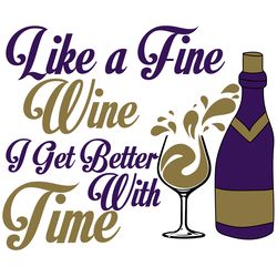 like a fine wine i get better with time, birthday svg, drink wine svg
