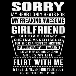 sorry my heart only beats for my freaking awesome girlfriend svg, trending svg