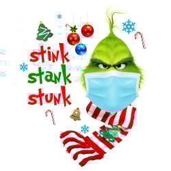 stink stank stunk grinch wearing mask png, christmas png, merry christmas