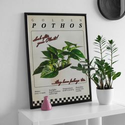 golden pothos wall art vintage canvas plant care boho