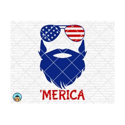 merica beard svg, merica svg, beard svg, usa sunglasses, 4th of july, patriotic svg, america svg, cricut, silhouette cut file, dxf eps