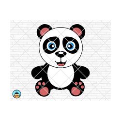 baby panda svg, cute panda svg, panda bear clipart, cartoon panda svg, kawaii pandas dxf, eps, cricut, silhouette, cut file, vector