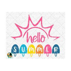 hello summer svg, summer svg, beach svg, summer design for shirts, summertime svg, summer cut files, cricut, silhouette, png