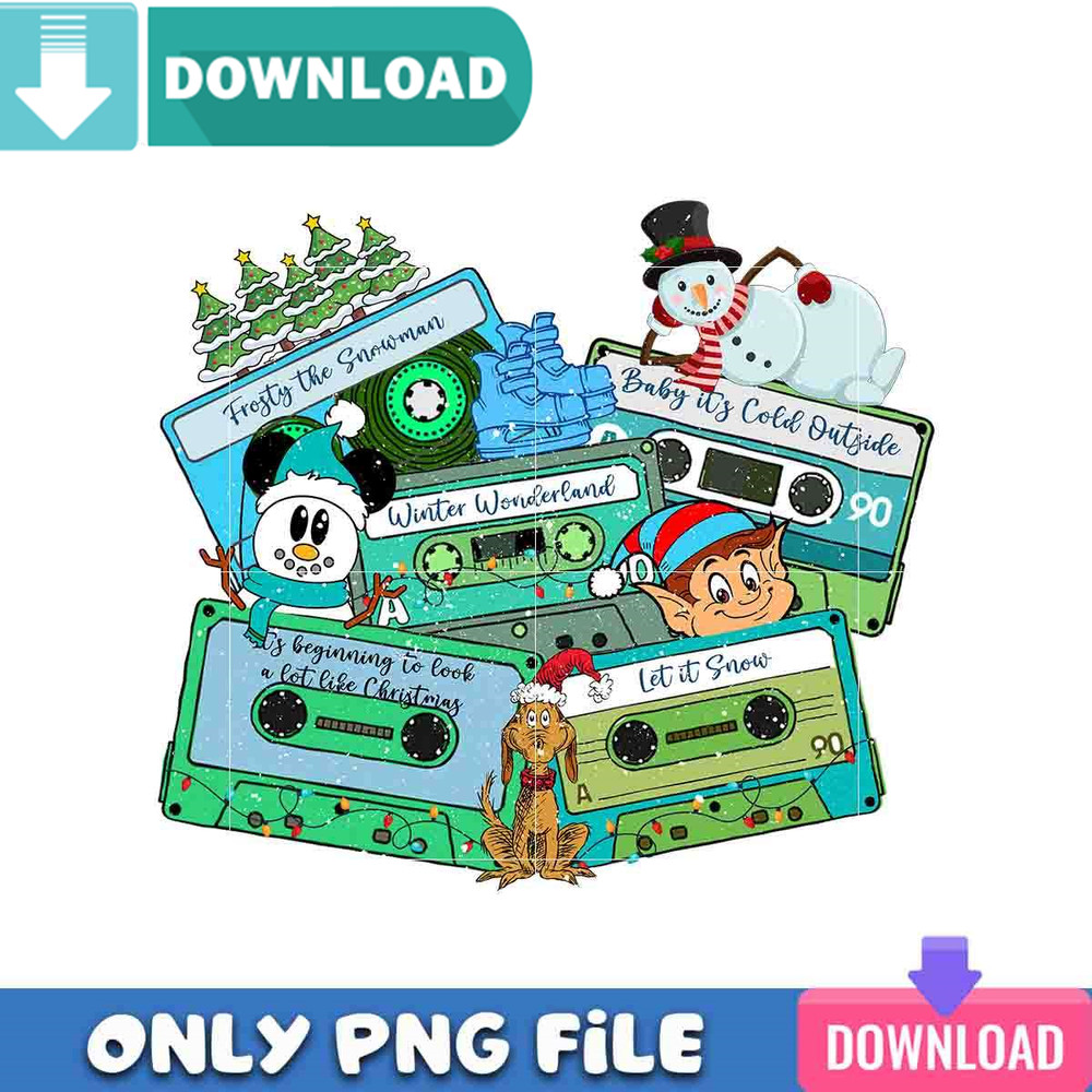 Snowman Retro Cassette PNG Perfect Files Design Download.jpg