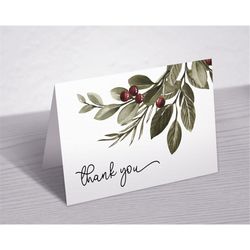 christmas shower thank you card, printable thank you note card, rustic thank you card, bridal brunch, baby sprinkle, bir