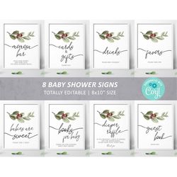 Christmas Baby Shower Sign Pack, EDITABLE Template, Custom Package Bundle, Printable Sprinkle Tea Sign 8x10, Birthday Se
