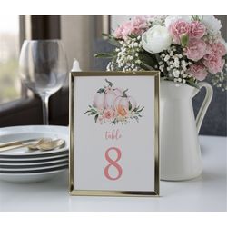 pumpkin table numbers, editable, printable blush pink fall autumn template, baby shower, bridal brunch, wedding, birthda
