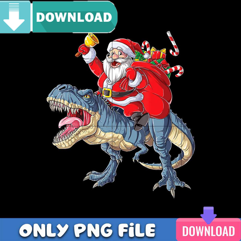 Santa Riding Dinosaur T rex Png Best Files Design Download.jpg