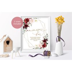 marsala & blush pink mimosa bar sign printable, boho momosa bar template, baby shower mom-osa bar sign, mum-osa sign, br