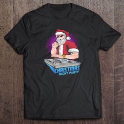 Christmas Night Party DJ Santa Claus V-Neck T-Shirt