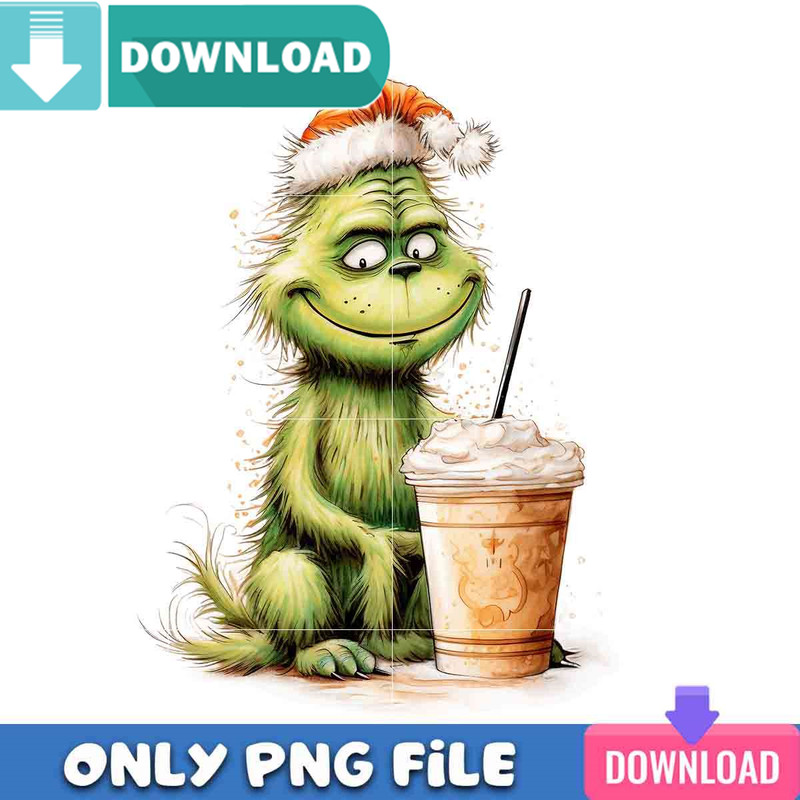 Grinch Cute Baby Coffee Winter Png Best Files Design.jpg