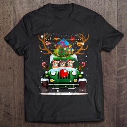 corgi driving reindeer jeep christmas sweater tee t-shirt