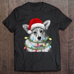 corgi santa hat christmas lights gift top