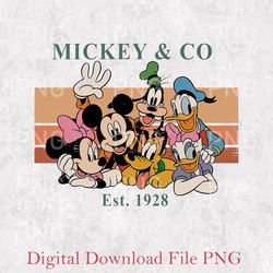 vintage mickey & co 1928 png, mickey and friends png, vintage disneyland png, disney family png, mickey and co matching