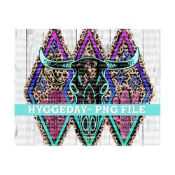 bull skull png, sublimate download, cow skull, bull, country, leopard, cheetah, neon, cactus, desert, rodeo,