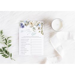blue & white flowers the price is right game, editable, printable baby brunch activities, wildflower boy shower template