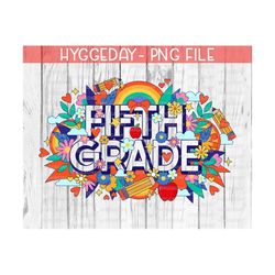 5th grade png, sublimation download, fifth grade, back to school, teacher, leopard, retro, sublimate,
