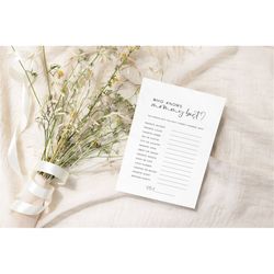 who knows mommy best baby shower game, editable printable minimalist baby brunch template, how well do you know, persona