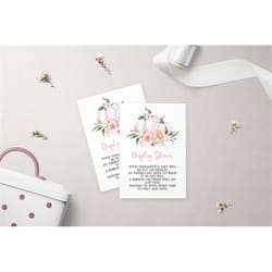 pumpkin baby shower display card, editable insert printables, fall autumn shower template, blush pink unwrapped gift car